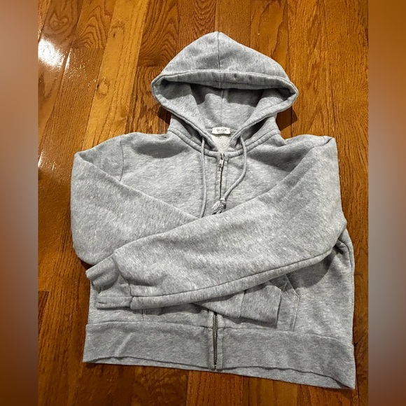 Brandy Melville Gray Cropped Zip-Up Hoodie - Picture 9 of 15